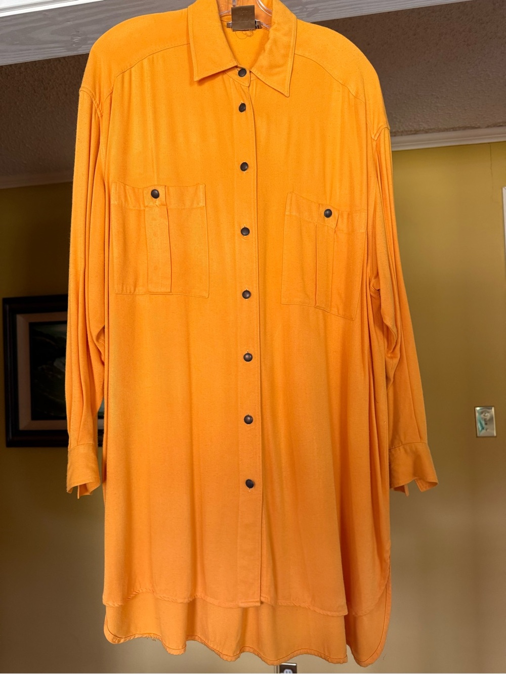 Jones New York Bright Orange Button-Front Shirt Dress
